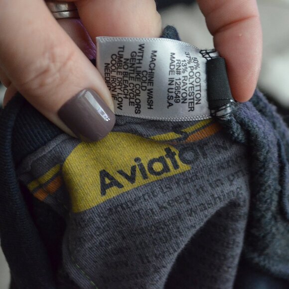 $175 Sz S Aviator Nation Charcoal Gray Lightening Bolt Sweatshirt - Picture 7 of 7